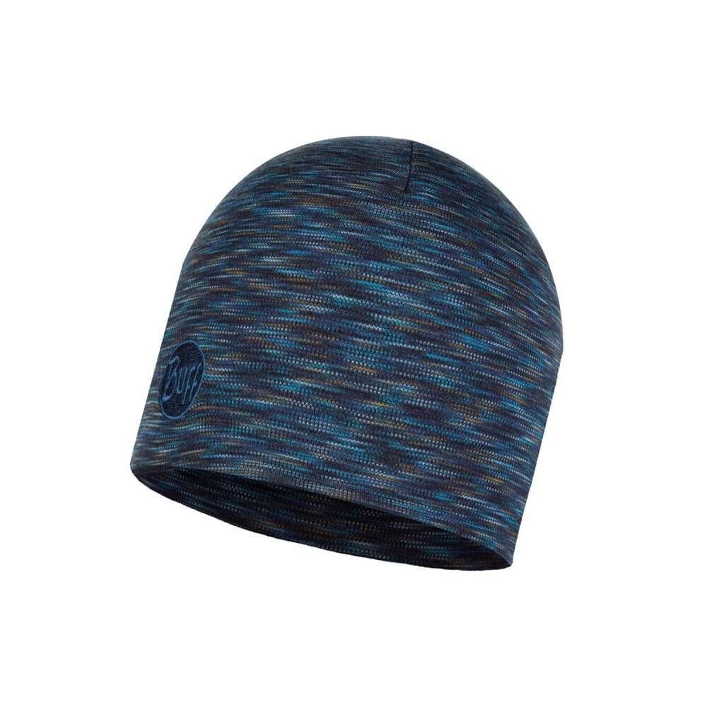 Buff Midweight Merino Wool Hat Shale Grey Multi Stripes